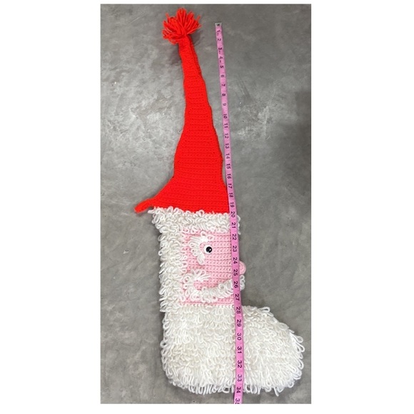 VINTAGE Knit Loopy Santa Stocking 1970’s - Picture 7 of 9